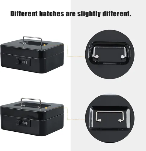 Vista 9 de xydled Caja fuerte de acero con cerradura de combinación, caja fuerte para dinero con bandeja extraíble para monedas, tamaño mediano, 7.87 x 6.30 x