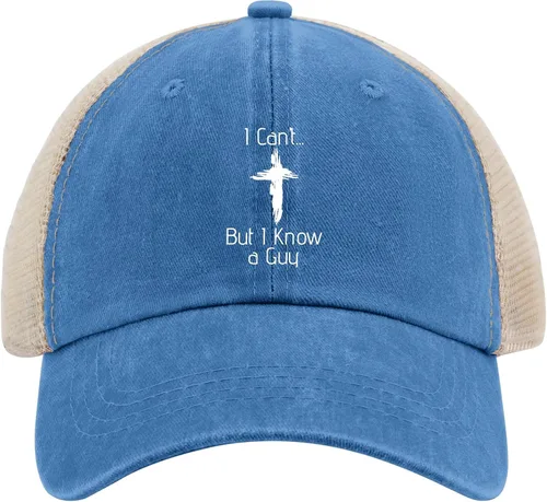 Vista 8 de Sombrero divertido con texto en inglés "I Can't But I Know A Guy Trucker Hat Men Vintage Mesh Cap for Summer