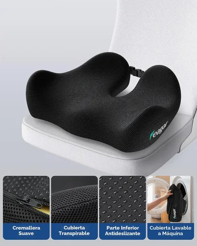 Vista 7 de Cojín de asiento para silla de oficina - Cojín de espuma viscoelástica para Negro