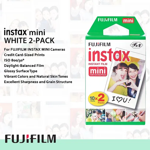 Vista 4 de Fujifilm Paquete de película instantánea Instax Mini Twin Pack con marco para impresiones Instax Mini (20 hojas)