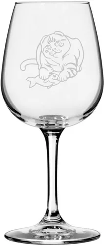 Vista 30 de Copa de vino de 12.75 onzas con temática de gato abisinio grabada para todo uso