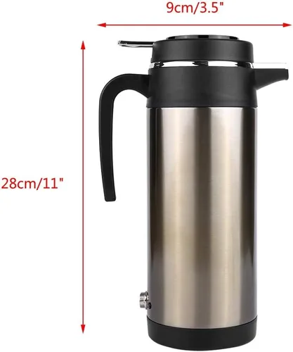 Vista 9 de Calentador de agua para automóvil de 12 V, calentador de taza de viaje de calentamiento rápido, acero inoxidable, eléctrico, 40.6 fl oz