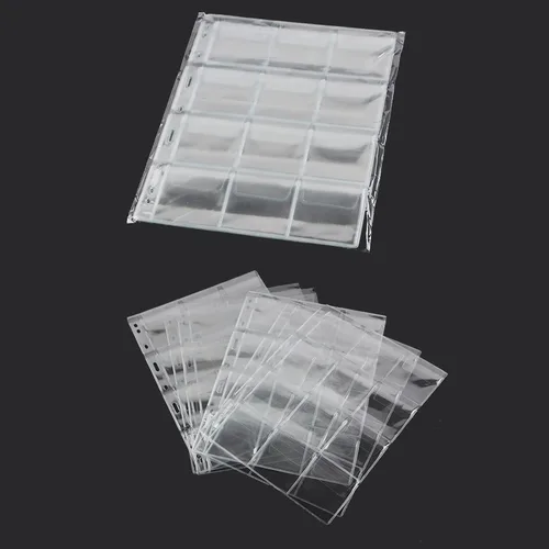 Vista 5 de 10 hojas de páginas de colección de monedas, insertos de fundas para monedas con 9 agujeros para álbumes, protectores de carpeta para coleccionar 10