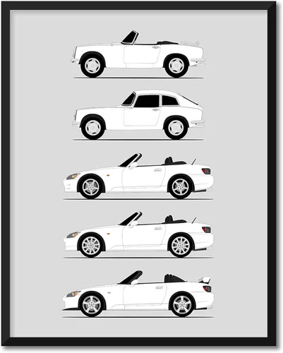 Vista 36 de Custom Car Posters Póster hecho a mano compatible con Acura (perfil lateral), decoración de lo mejor de las generaciones de Acura, historia 10C.