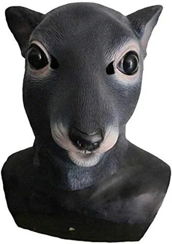 Vista 2 de Máscara de látex realista de cabeza de ratón de látex, disfraz de Halloween, rattus, rattus, rata, fiesta, adulto, ratón gigante, negro, Negro