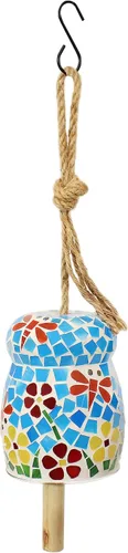 Vista 7 de Sunnydaze - Campana de viento de flores primaverales – Campana de viento de vidrio mosaico para el patio, terraza o porche, 7 pulgadas