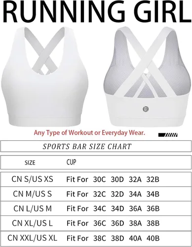 Vista 5 de RUNNING GIRL - Brasier deportivo para mujer de tirantes delgados con relleno y espalda cruzada brasier de yoga de sujeción media con copas extraíbles