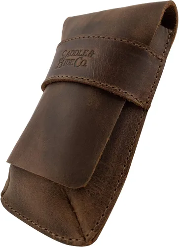 Vista 3 de Saddle & Hide Co., Caja de reloj individual hecha a mano de cuero de grano completo, protector de soporte, relojero, almacenamiento de vigilancia