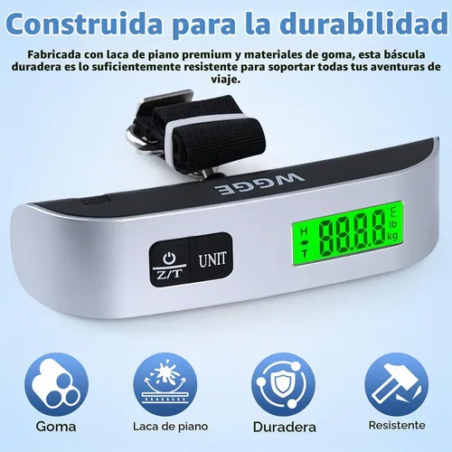 Vista 3 de WGGE Báscula digital para equipaje, 110 lb/50 kg, pantalla LCD