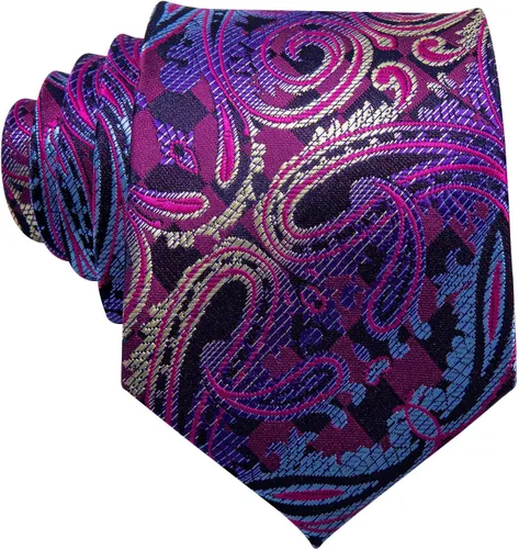 Vista 36 de Barry.Wang - Juego de corbata de seda para hombre, diseño de cachemira, pañuelo y gemelos de bolsillo