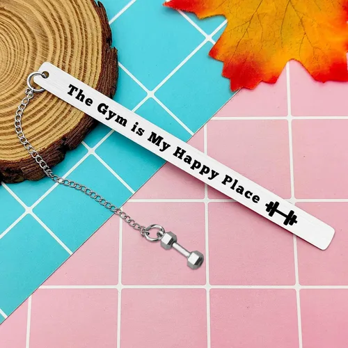 Vista 2 de Marcapáginas de mancuernas para entrenamiento, divertidos, joyería de entrenamiento de gimnasio, marcadores de fitness, regalos para mujeres