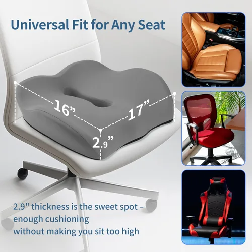 Vista 5 de Almohada grande en forma de dona para aliviar el dolor de coxis, máxima comodidad de cadera, cojín para silla de coxis, ciática, posparto