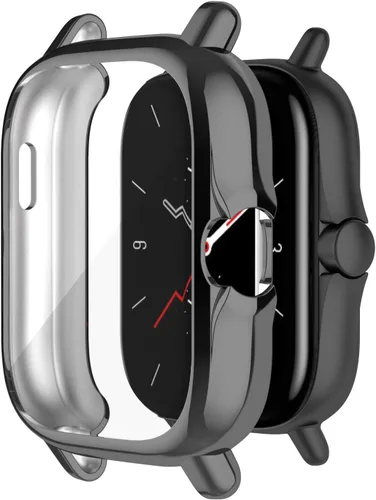 Vista 8 de FitTurn Funda protectora de pantalla compatible con Amazfit GTS 2/GTS3, proceso de chapado completo, color metal, TPU, a prueba de golpes, carcasa