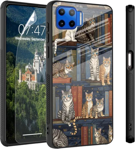Vista 60 de Funda para Motorola Moto Edge 2022, cubierta trasera de vidrio templado con protector de pantalla, protección a prueba de golpes para Motorola Moto