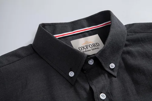 Vista 5 de Camisas Oxford de manga larga para hombre, ajustadas, ligeras, casuales, con botones y bolsillo
