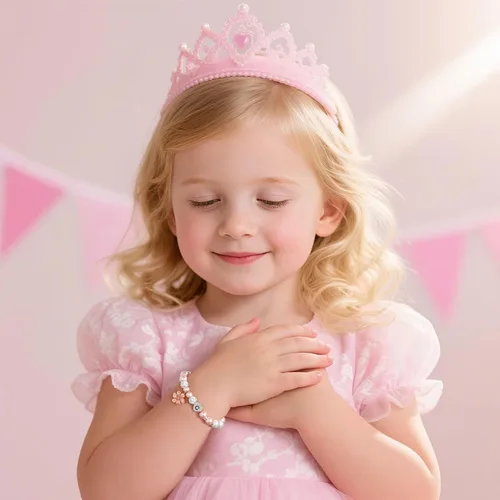 Vista 3 de MONOOC Pulseras con iniciales de cuentas, regalos para niñas, pulsera ajustable de perlas rosas y bolas de diamantes de imitación, pulseras con dije