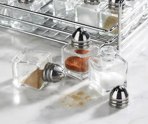 Vista 6 de New Star Foodservice - Mini salero y pimentero (plateado con estante)