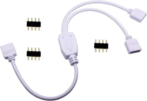 Vista 6 de Cable divisor de tira LED RGB de 4 pines, 2 vías, 1 a 2, conector divisor SMD 5050 3528 2835 RGB LED cinta divisora - 12 pulgadas, blanco, 1 unidad