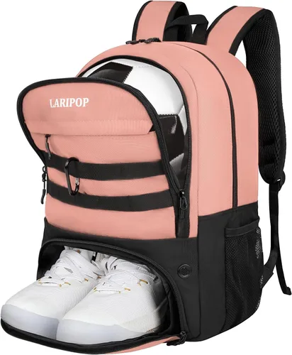 Vista 18 de LARIPOP Mochila de Fútbol, Bolsa de Fútbol con Soporte para Balón y Compartimento para Zapatos, Bolsas de Entrenamiento para Equipos Deportivos