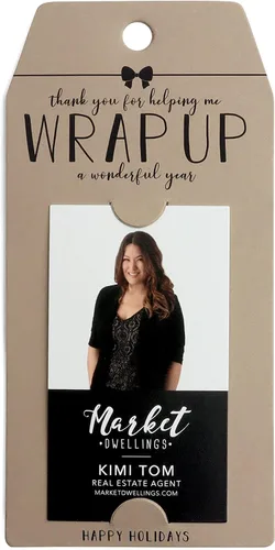 Vista 3 de Vertical "Thank You for Helping Me Wrap Up a Wonderful Year" Gift Tag Happy Holidays Pop By Gift Tag 10-GT005