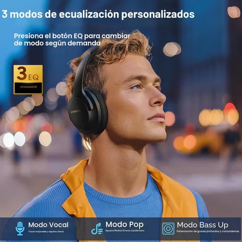Vista 3 de YUMONDEAR Auriculares Bluetooth Over Ear, 80 Horas de Reproducción Auriculares Inalámbricos con Micrófono ENC, Graves Profundos EQ, Comodidad