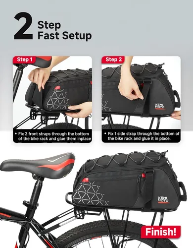 Vista 8 de KEMIMOTO Bolsa trasera para bicicleta – 8L PVC resistente al agua bolsas para bicicleta trasera de bicicleta, alforja para maletero de bicicleta