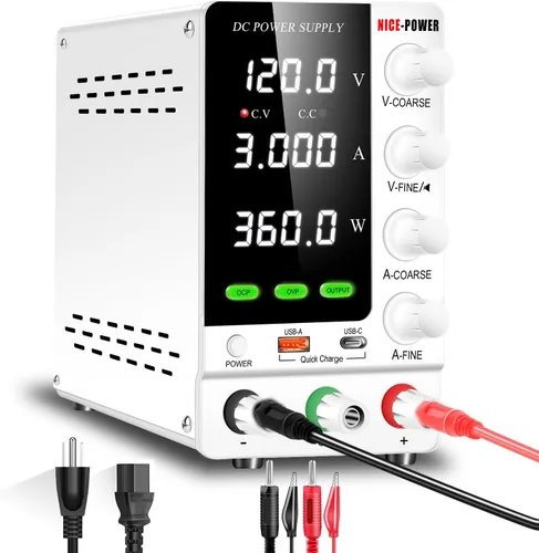 Vista 10 de NICE-POWER Fuente de alimentación CC variable 30V 10A, fuente de alimentación de banco de CC regulada ajustable con interruptor