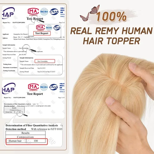 Vista 150 de Rich Choices Pelucas con topper de cabello para mujeres, cabello humano real 100% Remy, sin flequillo, para mujeres con adelgazamiento en la parte