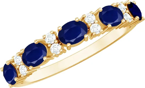 Vista 10 de Natural Blue Sapphire Diamond Wedding Band, AAA Quality, Blue Sapphire East West Ring For Women - Ideal For Gift