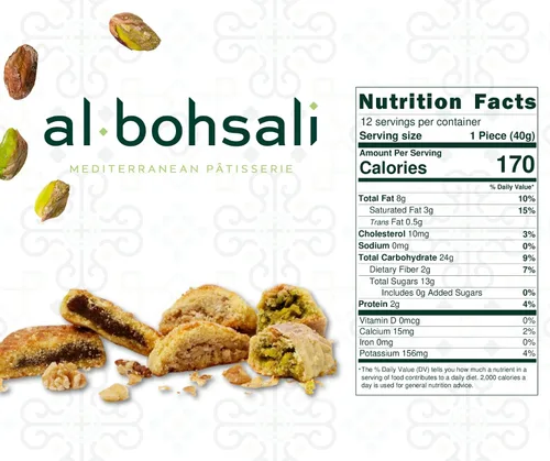 Vista 2 de Al Bohsali Galletas de mantequilla rellenas de pistacho Maamoul 12 bolsas individuales