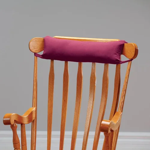 Vista 2 de OakRidgeTM - Almohada para el cuello mecedora, color borgoña, 100% algodón, mide 5 1/2 x 18 x 2 1/2 pulgadas