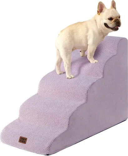 Vista 9 de EHEYCIGA Rampa curvada para escaleras para perros, camas altas de 4