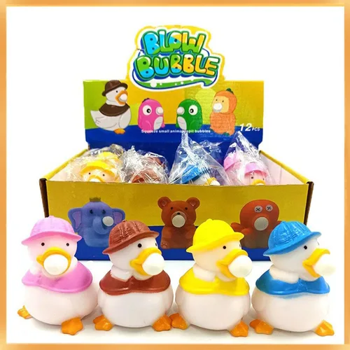 Vista 2 de 12 piezas de patos para apretar la bola de burbujas, juguetes para aliviar el estrés para niños y adultos, juguetes sensoriales para apretar, 12