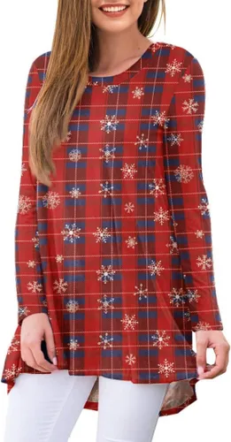 Vista 39 de AWULIFFAN Blusa tipo túnica holgada de manga larga con cuello redondo para mujer