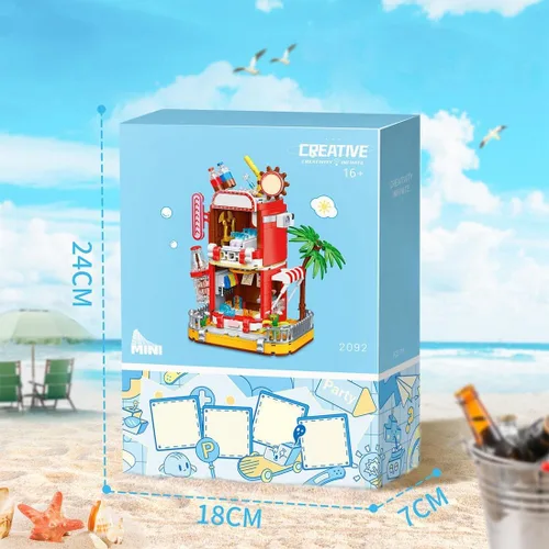 Vista 7 de Kit de micro bloques de construcción de coca cola, caja de música modelo de casa de coca, juego de juguetes de ladrillos modulares de bricolaje