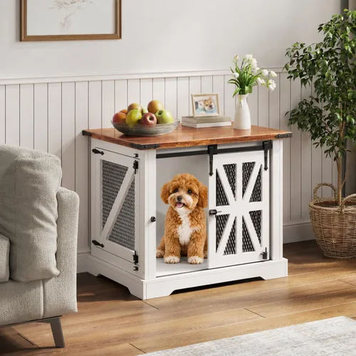 Vista 9 de VOPEAK Mueble de jaula para perros pequeños de 27.5 pulgadas, jaula resistente a los mordedores para cachorros, jaula resistente para perros