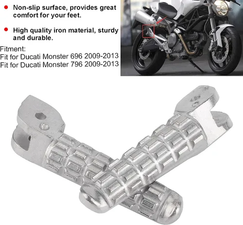 Vista 3 de Aramox Estriberas, Motocicleta Estriberas Traseras Reposapiés Modificado Accesorio Plata Ajuste para 696/796 2009-2013