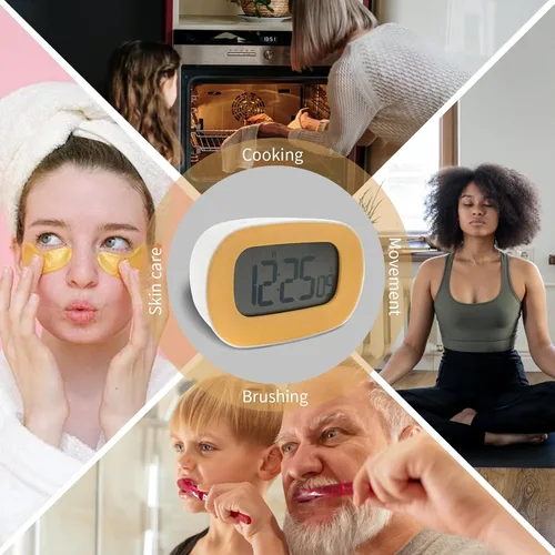 Vista 6 de Cronómetro y reloj de cocina, pantalla LCD grande con alarma fuerte, reloj digital de cuenta regresiva con alarma, parte trasera magnética, pantalla