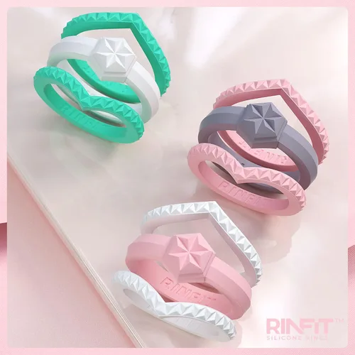Vista 9 de Rinfit Anillos de silicona para mujer, alianzas de boda, apilables, colección Couture (alta costura)