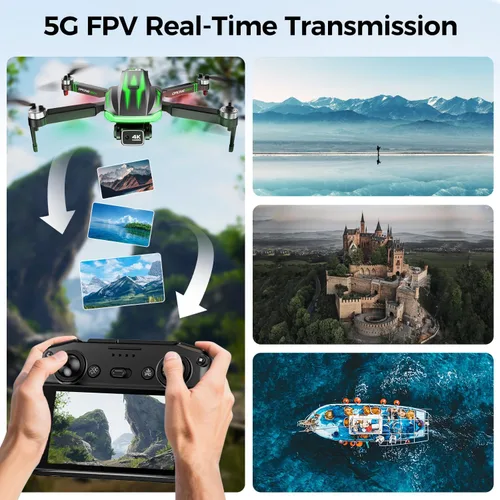 Vista 4 de Drones GPS S8 con cámara EIS 4K para adultos y niños, pantalla de 5 pulgadas en el controlador, tiempo de vuelo de 60 minutos, retorno automático