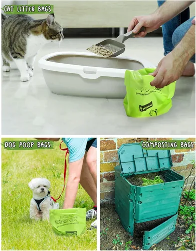 Vista 7 de Bolsas de arena para gatos biodegradables para desechos de gatos, a prueba de fugas, duraderas y sin perfume, grandes para adaptarse a cualquier