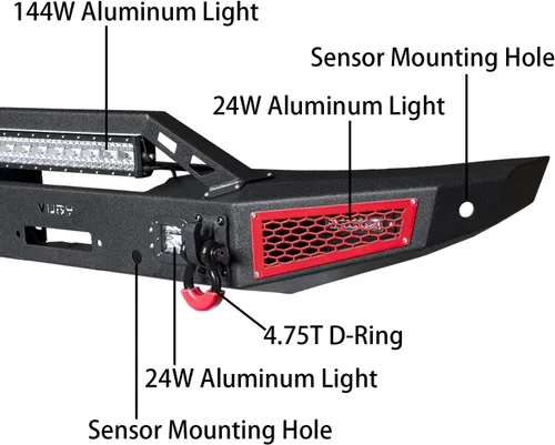 Vista 3 de Bronco - Parachoques delantero Rock Crawler Off Road compatible con Ford Bronco 2021 2022 2023 2024 2025 2026 (no compatible con versión deportiva)