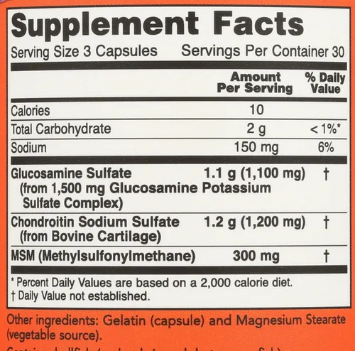 Vista 3 de NOW Foods Glucosamina y condroitina con MSM, 90