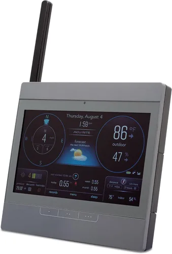 Vista 8 de AcuRite Atlas Home Estación meteorológica Pantalla de alta definición para temperatura, humedad, velocidad del viento, dirección del viento, Gris