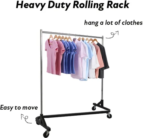 Vista 6 de perchero resistente para ropa de carga de 400 libras Estante de ropa de alta resistencia en Z Rack - Perchero rodante para el hogar, exhibición al