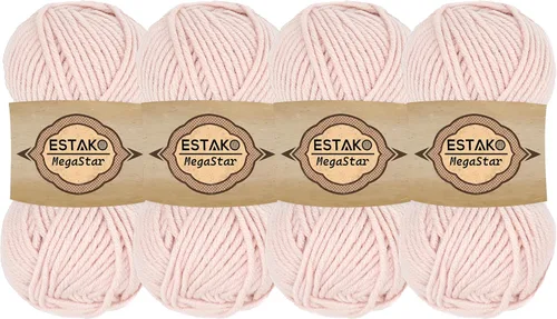 Vista 45 de Estako Megastar, 3.52 Oz (100g) de hilo de acrílico 75% y lana 25%, suave, peso grueso voluminoso #5 para crochet y tejer 120 yardas (110m)