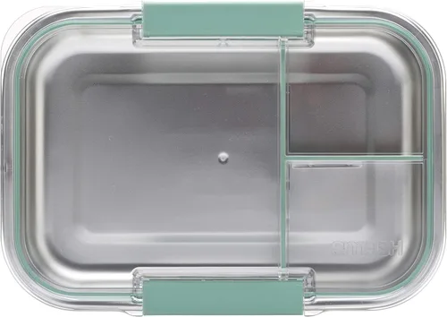 Vista 2 de Smash Lonchera Bento de acero inoxidable, 3 compartimentos, salvia