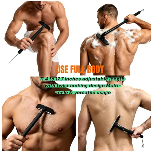 Vista 2 de VEYLA Afeitadora de espalda sin níquel para hombre, negro mate, paquete