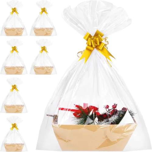 Vista 22 de Paquete de 10 cestas doradas vacías para regalos