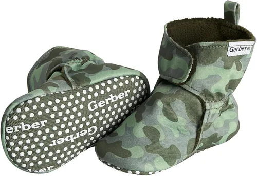Vista 6 de Gerber Botines unisex con forro polar para bebé, antideslizantes, suaves, Camo Verde